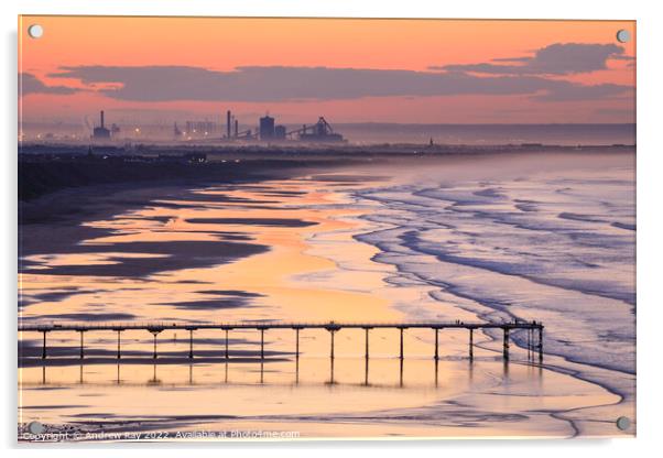 Saltburn Pier at sunset Acrylic by Andrew Ray