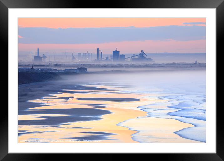 Steelworks at sunset Framed Mounted Print by Andrew Ray