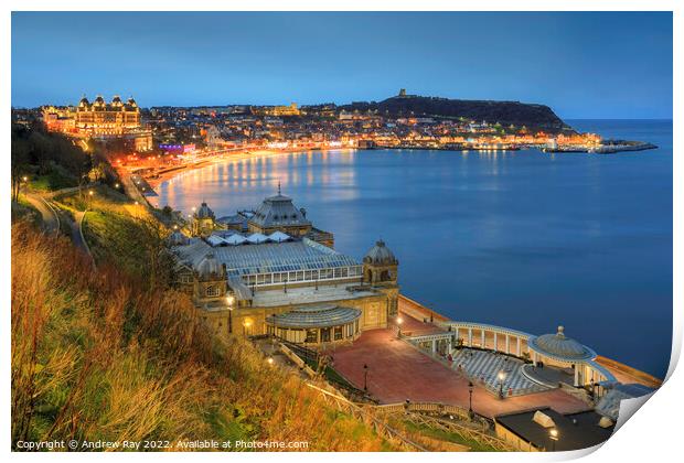 Scarborough during twilight Print by Andrew Ray