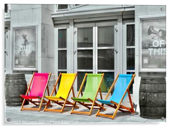 Vibrant Beachside Seating Acrylic by Beryl Curran