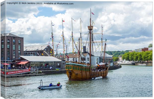  The Matthew Wooden Vessel in Bristol Floating Harbour Canvas Print by Nick Jenkins