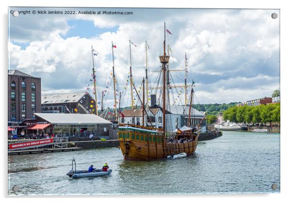  The Matthew Wooden Vessel in Bristol Floating Harbour Acrylic by Nick Jenkins