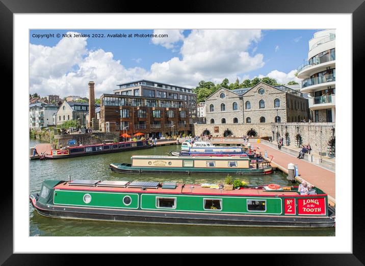 Bristol Floating Harbour and Narrowboats Framed Mounted Print by Nick Jenkins