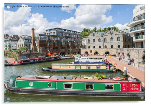 Bristol Floating Harbour and Narrowboats Acrylic by Nick Jenkins