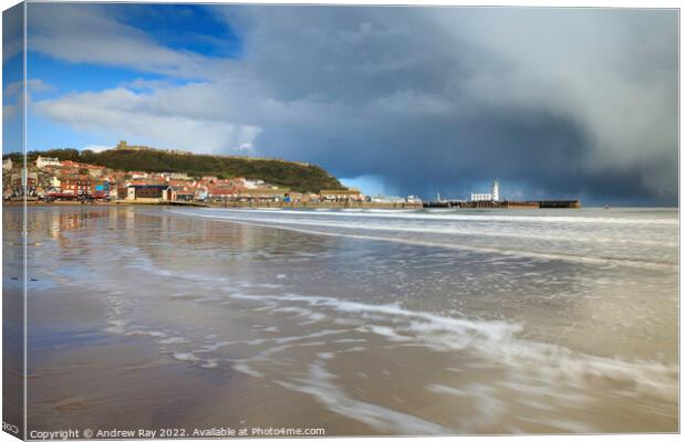 Storm clouds over Scarborough Canvas Print by Andrew Ray