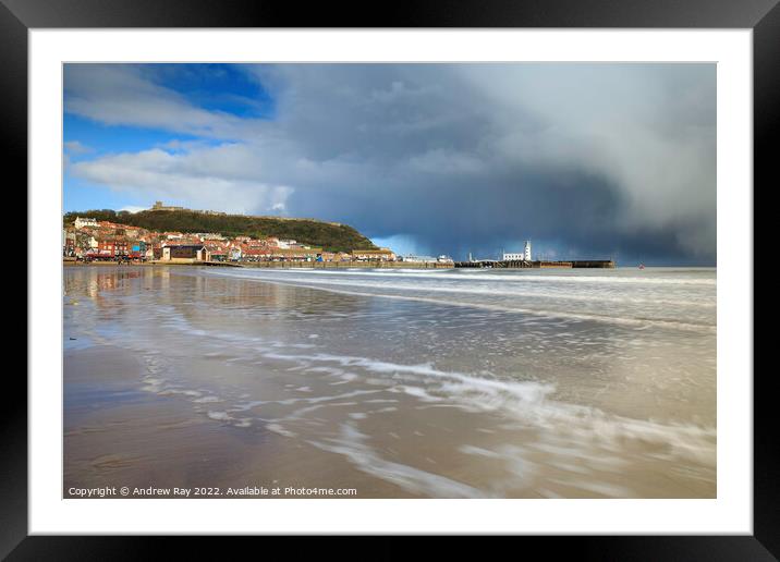 Storm clouds over Scarborough Framed Mounted Print by Andrew Ray