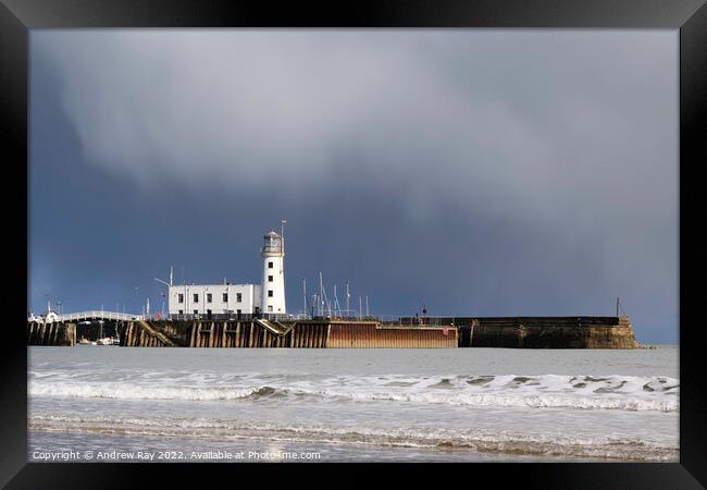 Scarborourgh Lighthouse Framed Print by Andrew Ray