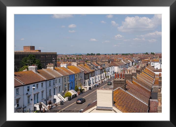 View Over Rooftops at Eastbourne, East Sussex Framed Mounted Print by Sally Wallis