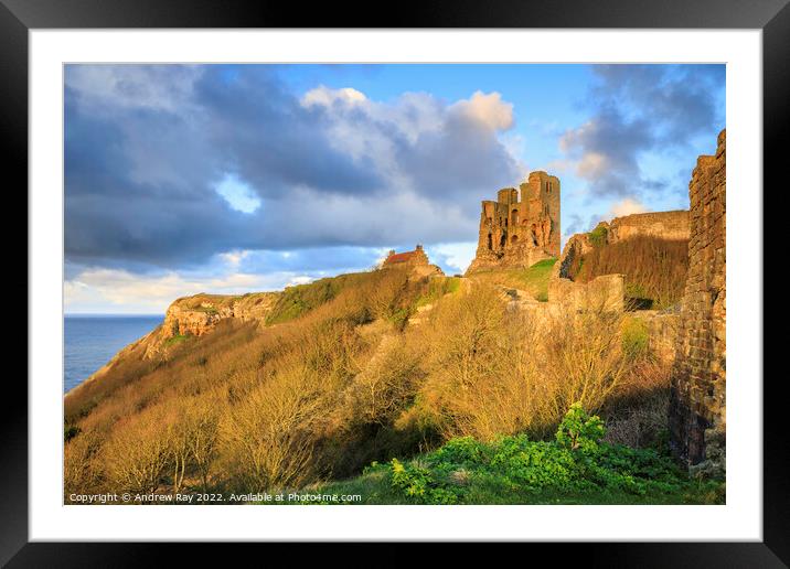 Late light on Scarborough Castle Framed Mounted Print by Andrew Ray