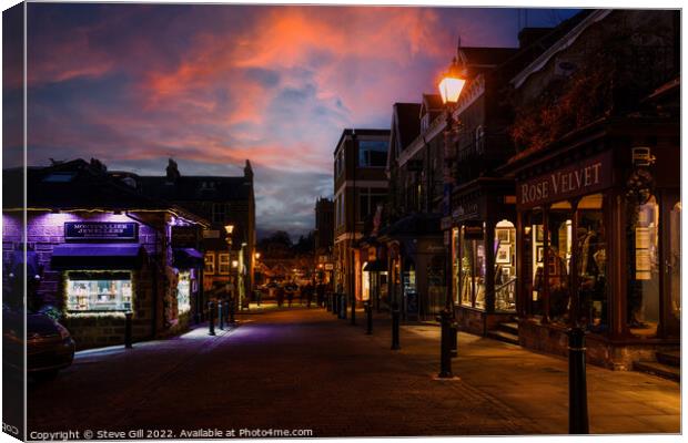 Specialist Retail Area in Harrogate Street at Night.  Canvas Print by Steve Gill