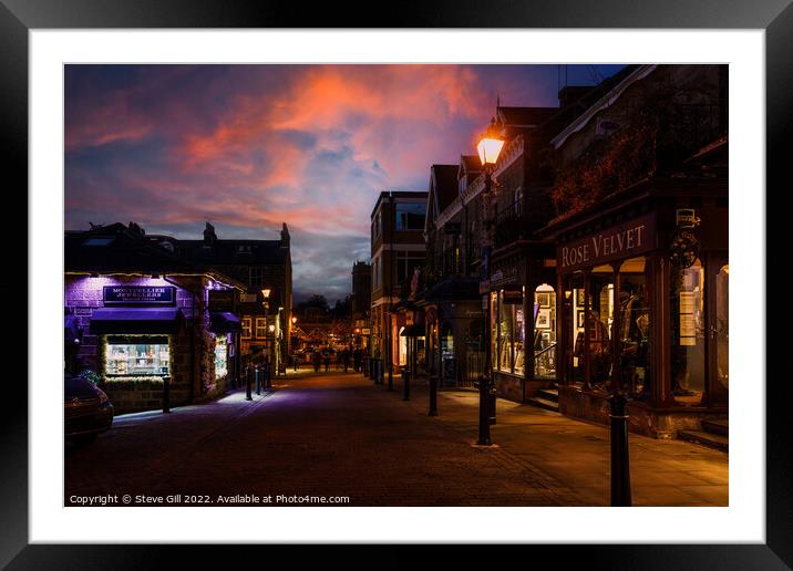 Specialist Retail Area in Harrogate Street at Night.  Framed Mounted Print by Steve Gill
