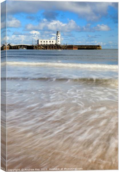 Towards Scarborough Lighthouse  Canvas Print by Andrew Ray