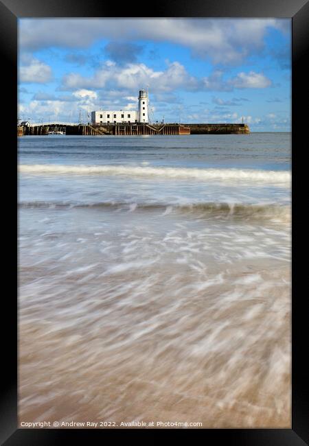 Towards Scarborough Lighthouse  Framed Print by Andrew Ray