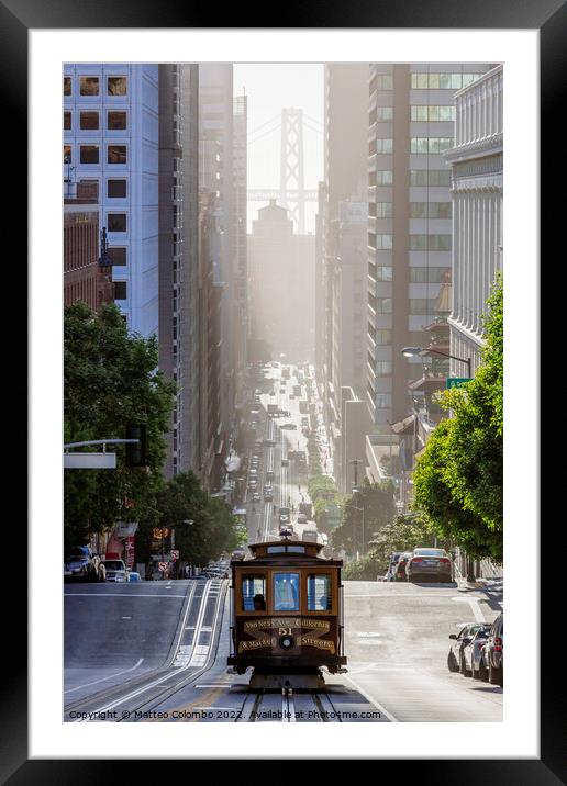 Cable car in California street, San Francisco, California, USA Framed Mounted Print by Matteo Colombo