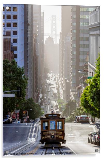 Cable car in California street, San Francisco, California, USA Acrylic by Matteo Colombo