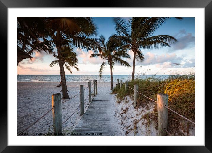 Boardwalk leading to the beach, Key West, Florida Framed Mounted Print by Matteo Colombo
