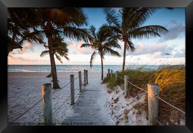 Boardwalk leading to the beach, Key West, Florida Framed Print by Matteo Colombo