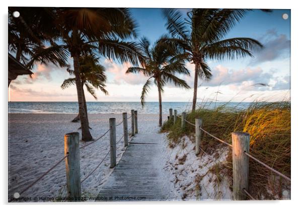 Boardwalk leading to the beach, Key West, Florida Acrylic by Matteo Colombo