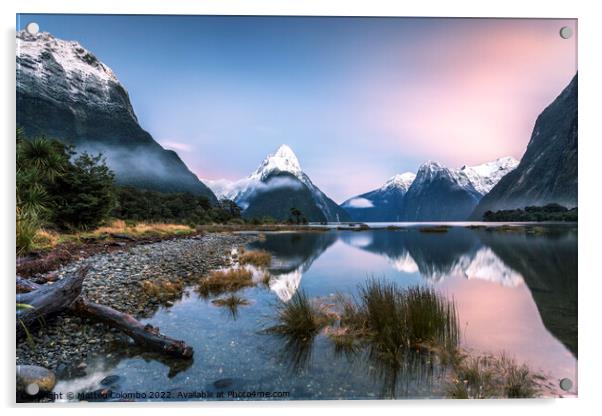 Iconic view of Milford Sound at sunrise, New Zealand Acrylic by Matteo Colombo