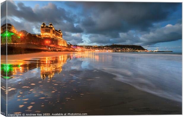 Twilight reflections at Scarborough Canvas Print by Andrew Ray