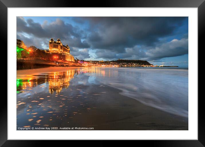 Twilight reflections at Scarborough Framed Mounted Print by Andrew Ray