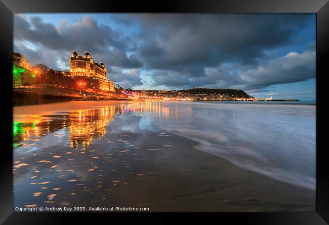 Twilight reflections at Scarborough Framed Print by Andrew Ray