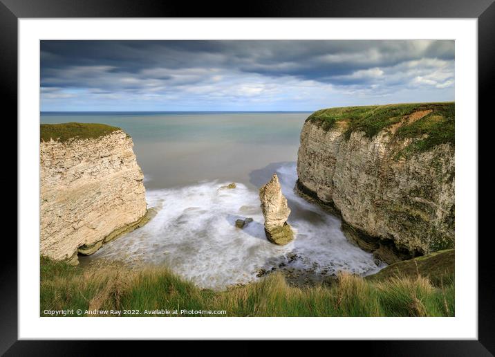 Sea stack at Breil Nook Framed Mounted Print by Andrew Ray