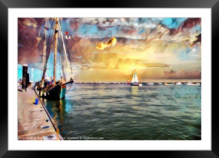 Sunlit Sailing Scene Isle of Wight Framed Mounted Print by Roger Mechan