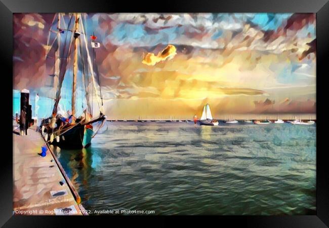 Sunlit Sailing Scene Framed Print by Roger Mechan