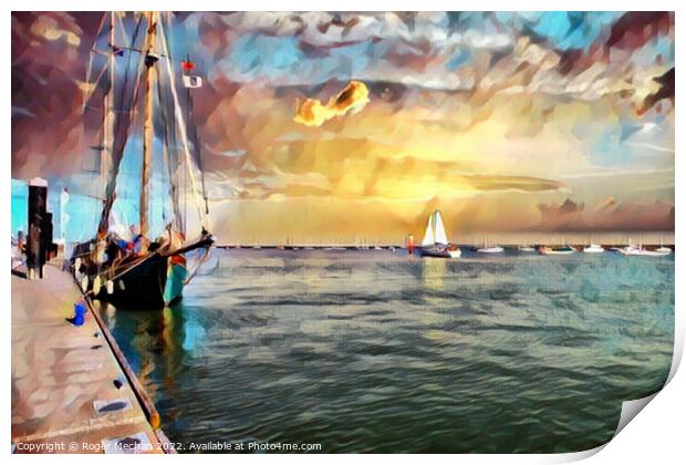 Sunlit Sailing Scene Isle of Wight Print by Roger Mechan