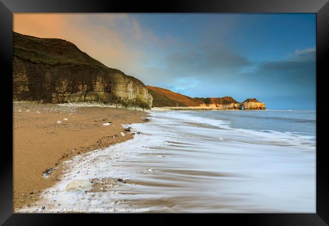 Morning at Thornwick Bay  Framed Print by Andrew Ray