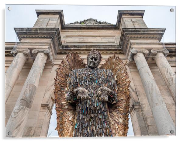 Knife Angel in front of the Grand Entrance Acrylic by Jason Wells