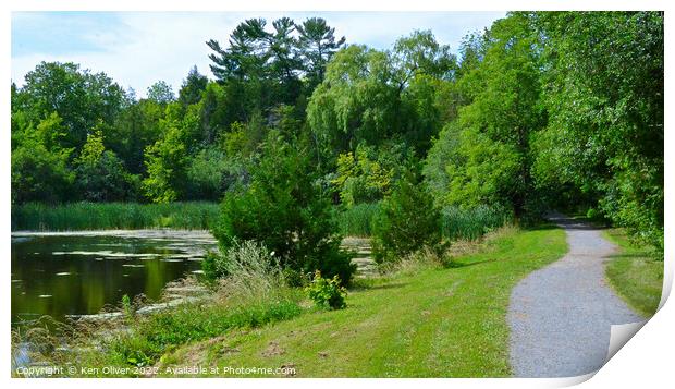 Serene Path Alongside Jackson Park Pond Print by Ken Oliver
