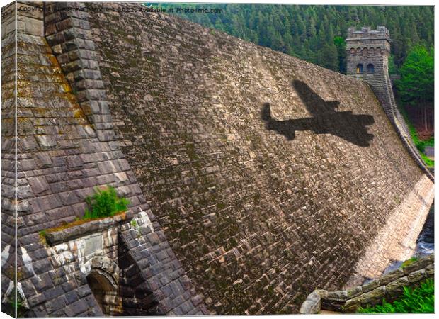 Derwent Dam Shadow of a Lancaster Canvas Print by Alison Chambers