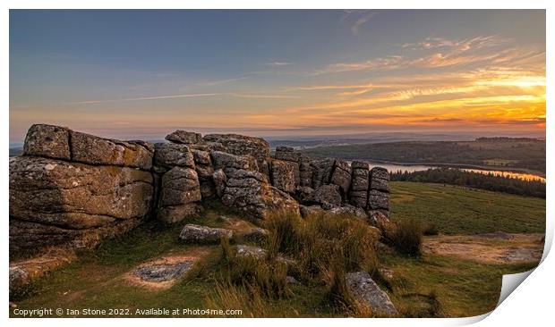 Majestic Sunset over Sheeps Tor Print by Ian Stone