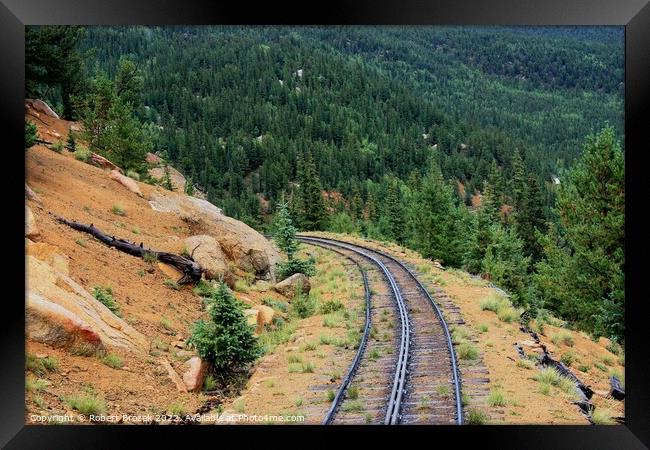 Colorado Pikes Peak Cog Rail with Pikes Forrest  Framed Print by Robert Brozek
