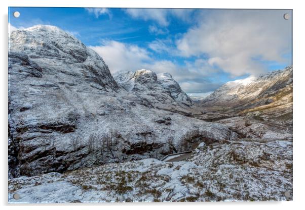 The Three Sisters Mountain of Glencoe Acrylic by Derek Beattie