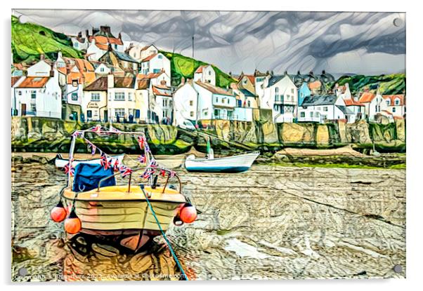 Staithes Seafront Acrylic by Brian Tarr