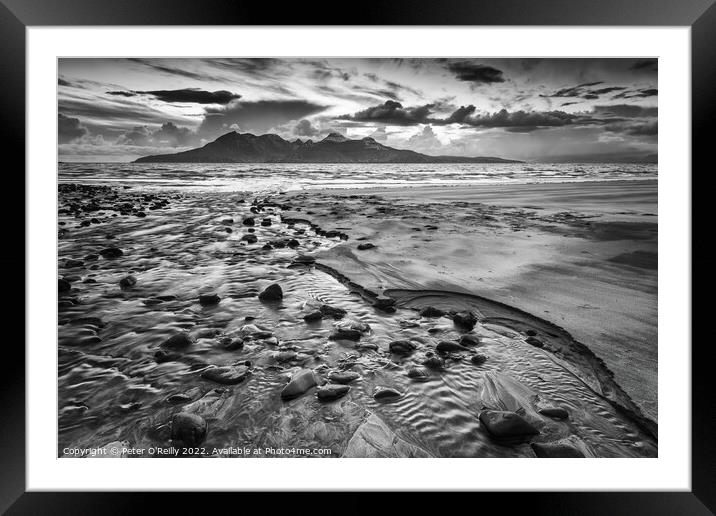 Isle of Rum, from Laig Bay, Isle of Eigg Framed Mounted Print by Peter O'Reilly
