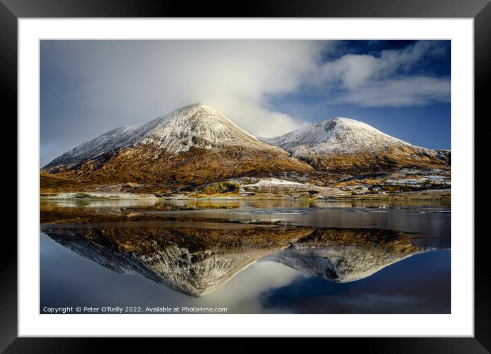 Beinn Dearg Bheag and Beinn Dearg Mhor, Loch Slapin, Isle of Sky Framed Mounted Print by Peter O'Reilly