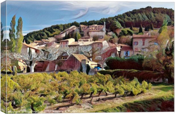 Golden Provencal Village Amidst Lush Vineyards Canvas Print by Roger Mechan