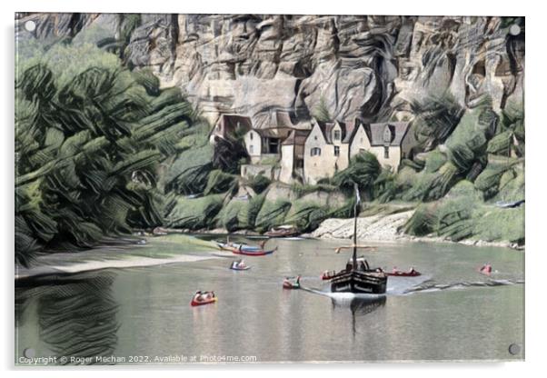 Life on the Dordogne Acrylic by Roger Mechan