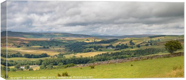 Sunshine and Shadows on Upper Teesdale Panoraama Canvas Print by Richard Laidler