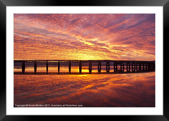 Tay Rail Bridge Dundee Sunrise. Framed Mounted Print by Derek Whitton