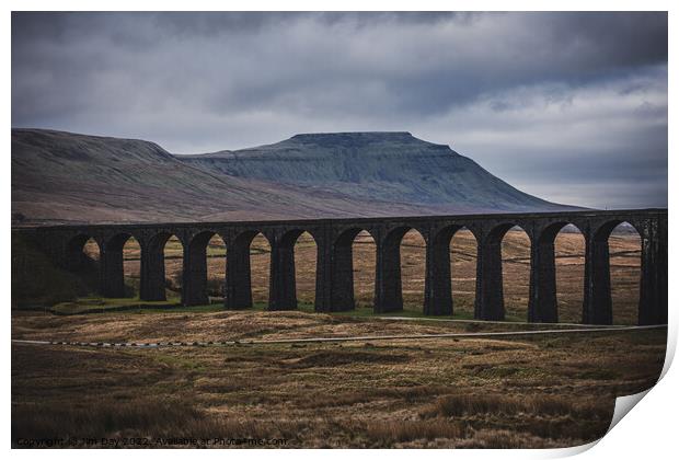 Ribblehead Viaduct on the Carlisle Settle line with Ingleborough in the background Print by Jim Day