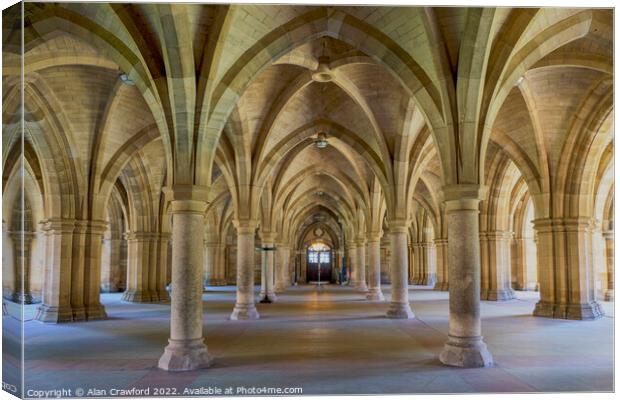 The Cloisters at Glasgow University Canvas Print by Alan Crawford