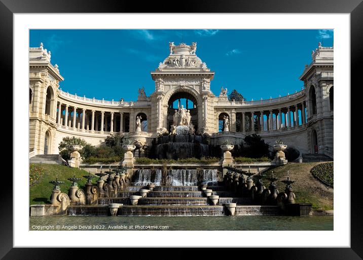Palais Longchamp Fountain on a sunny day Framed Mounted Print by Angelo DeVal