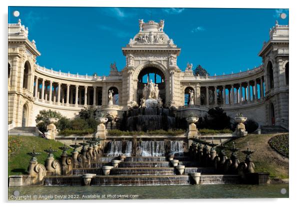 Palais Longchamp Fountain on a sunny day Acrylic by Angelo DeVal