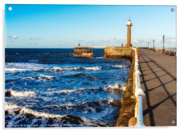 Whitby Lighthouse and Pier Yorkshire. Acrylic by Craig Yates