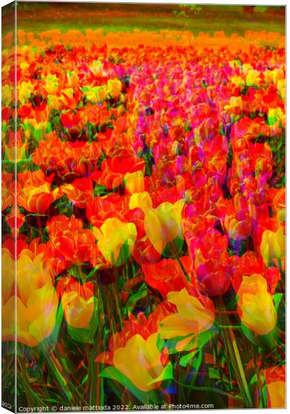 GLITCH  ART on  Tulips in a park Canvas Print by daniele mattioda